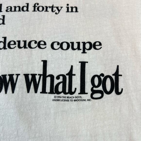 Vintage Brockum The Beach Boys 1994 Little Deuce Coupe T-Shirt Size XL White - Picture 8 of 12